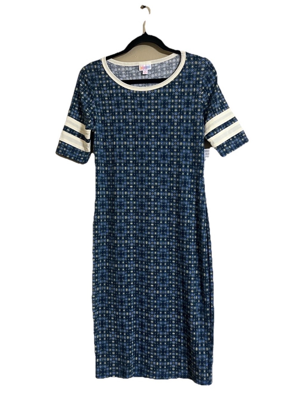 2/$30 LuLaRoe Dress Sz S JULIA Short Sleeves Stretchy Geometric Print Feminine